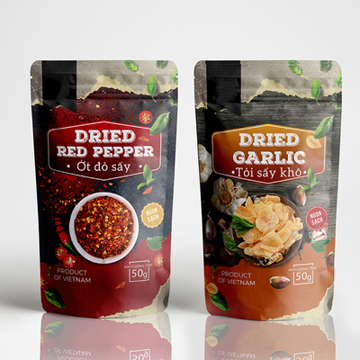 মশলা প্যাকেজিং ব্যাগ প্লাস্টিক প্যাকেজিং মশলা Paprika খাদ্য প্যাকেজিং ব্যাগ সিলড জিপার স্ট্যান্ড আপ পকেট