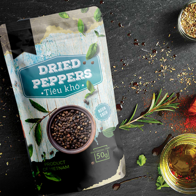 মশলা প্যাকেজিং ব্যাগ প্লাস্টিক প্যাকেজিং মশলা Paprika খাদ্য প্যাকেজিং ব্যাগ সিলড জিপার স্ট্যান্ড আপ পকেট