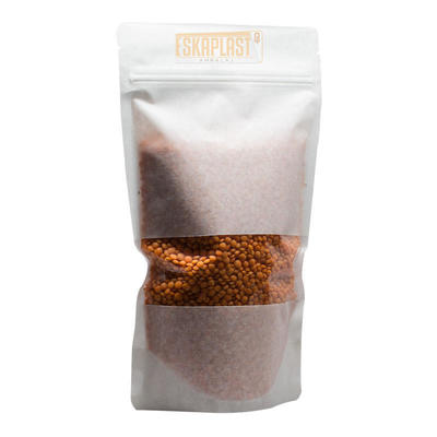 ছোট জানালা সহ সাদা গরুর চামড়ার ব্যাগ (দাঁড়ানো ব্যাগ), কাস্টম প্রিন্টেড জিপার, ক্রাফট পেপার স্ট্যান্ডিং ব্যাগ/খাদ্য প্যাকেজিং ব্যাগ