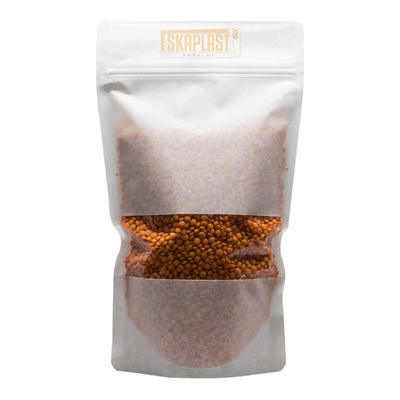 ছোট জানালা সহ সাদা গরুর চামড়ার ব্যাগ (দাঁড়ানো ব্যাগ), কাস্টম প্রিন্টেড জিপার, ক্রাফট পেপার স্ট্যান্ডিং ব্যাগ/খাদ্য প্যাকেজিং ব্যাগ