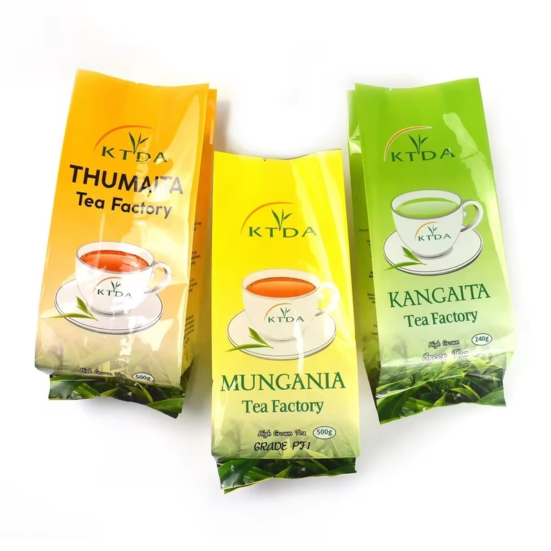 কাস্টম মুদ্রিত স্তরিত 240g 500g জলরোধী প্লাস্টিকের ব্যাগ পকেট ব্যাক সীল ফয়েল খাদ্য গ্রেড চা প্যাকেজিং ব্যাগ সাইড গ্যাসেট
