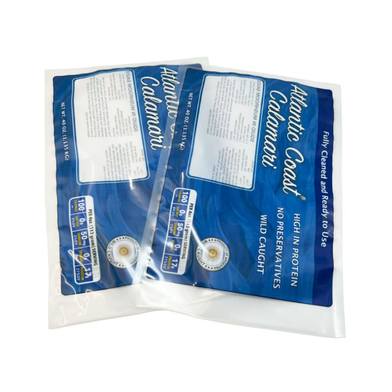 কাস্টম মুদ্রিত লোগো হট সিল ব্যাগ থ্রি সাইড সিলড ফ্রিজ ফুড প্যাকেজিং প্লাস্টিক ভ্যাকুয়াম ব্যাগ উইন্ডো সহ মাংসের প্যাকেজিং