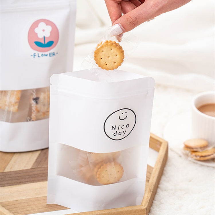Eco-Friendly Packaging For Coffee Beans Tea Food Snacks Kraft Paper Clear Stand-Up Resealable Zip Lock Custom Logo